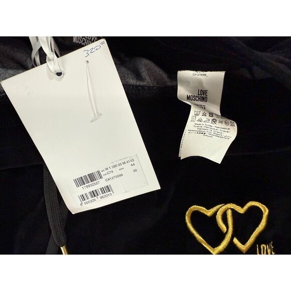 LOVE MOSCHINO velour Drawstring skirt size 44 US 8 color black NWT mspr 320 - Picture 2 of 5